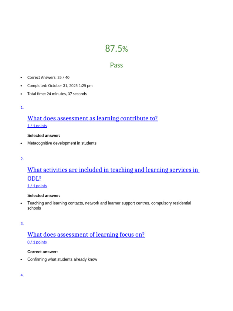 Open and Distance Learning Assessment Insights | PDF | Educational ...