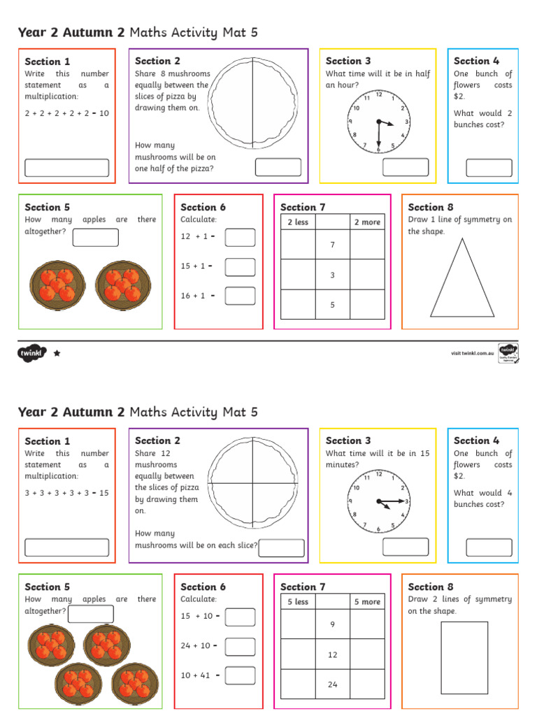 Year 2 Maths Activity Mat 5 Guide | PDF