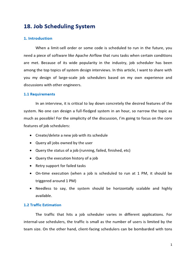 Job Scheduling System Design Overview | PDF | Databases | No Sql