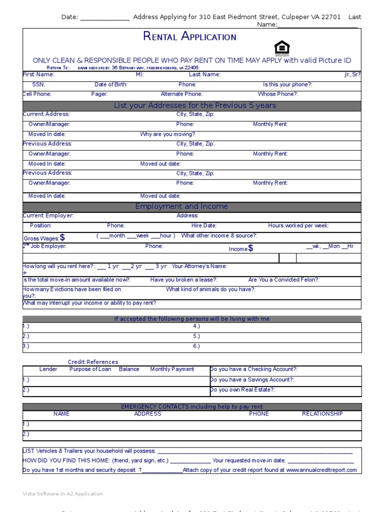 List Your Addresses For The Previous 5 Years: Ental Pplication | PDF