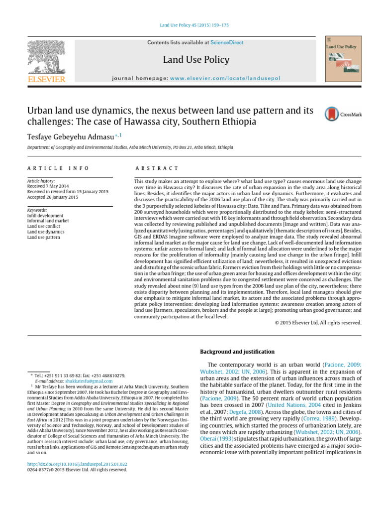 Urban Land Use Dynamics in Hawassa | PDF | Sampling (Statistics) | Land Use