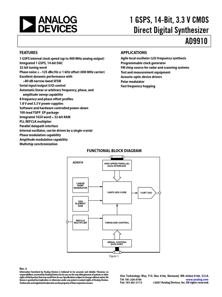 AD9910_datasheet | PDF | Information And Communications Technology ...