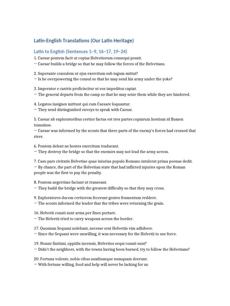 Latin to English Translation Guide | PDF | Ancient Rome | Gallic Wars
