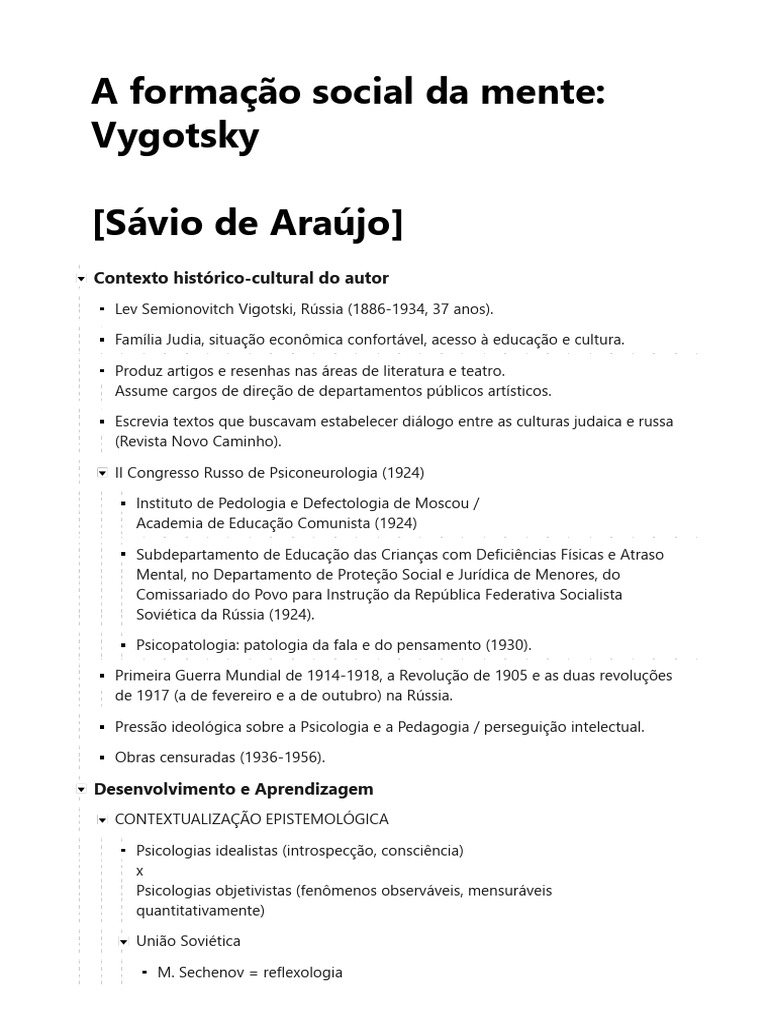 Vygotsky: Desenvolvimento e Linguagem | PDF | Aprendizado | Psicologia