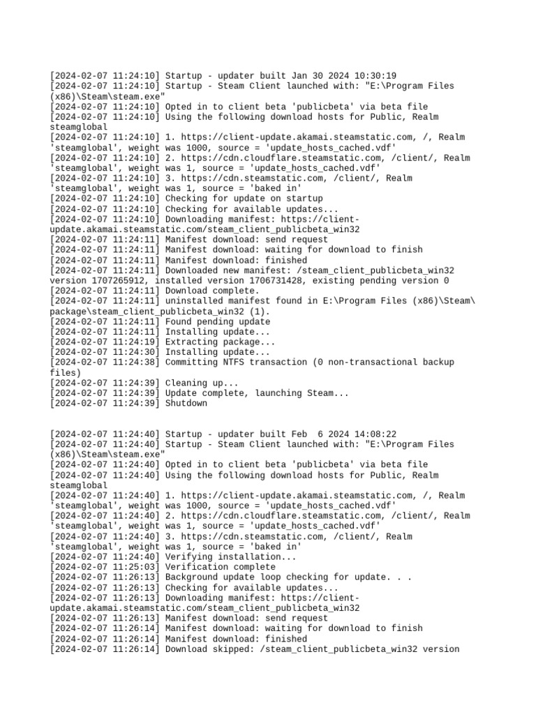 Steam Client Update Log February 2024 | PDF | Zip (File Format) | Computing