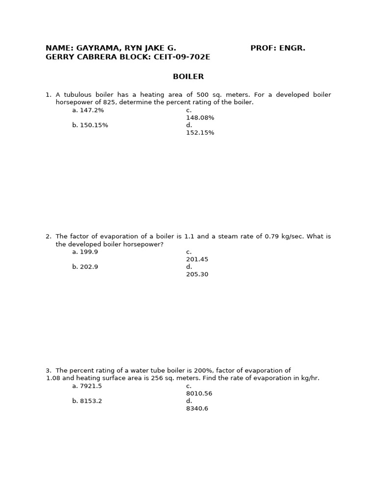 Boiler Efficiency and Performance Calculations | PDF | Boiler | Steam