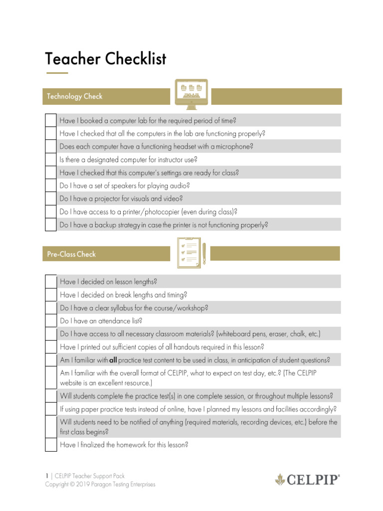 3 - Teacher Checklist | PDF
