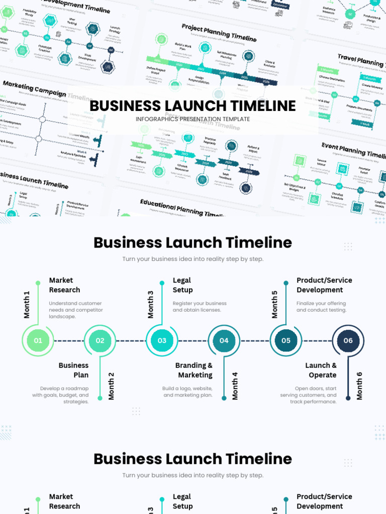 Blue and Green Simple Business Launch Timeline Presentation | PDF ...
