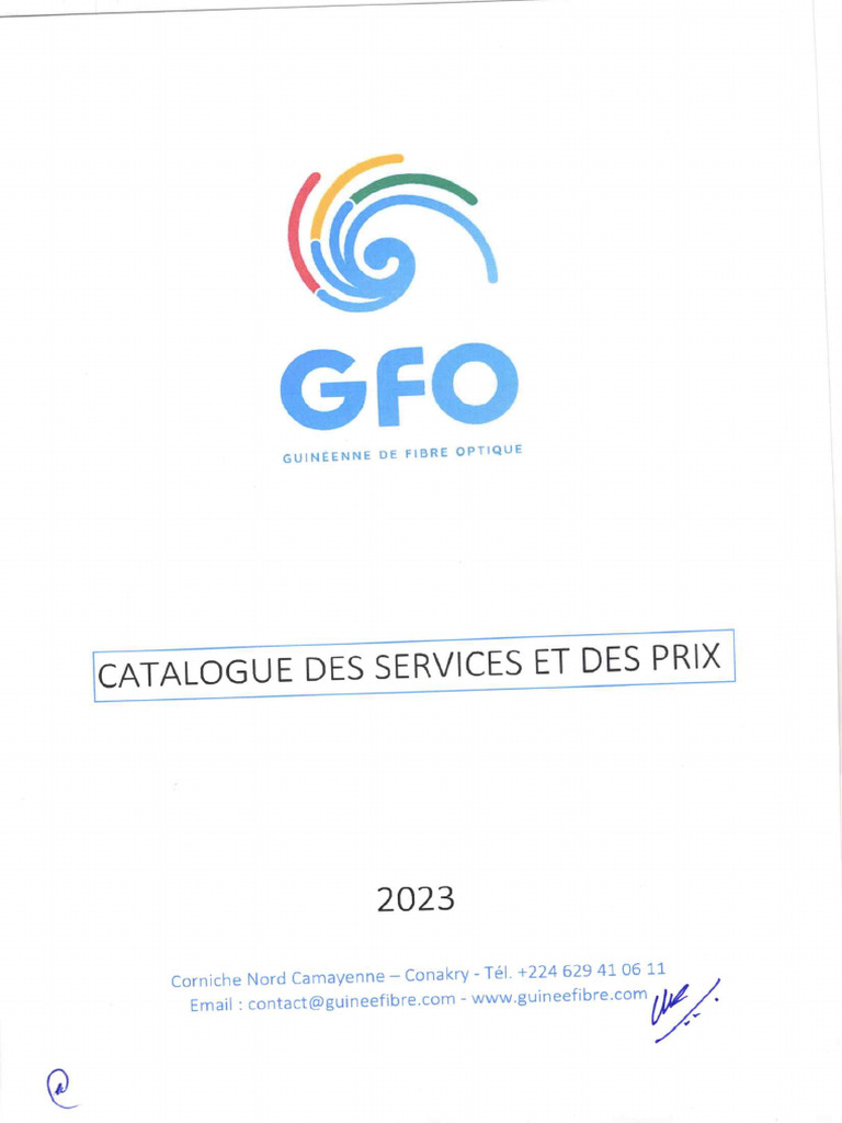 Gfo Catalogue Des Services Et Des Prix 2023 | PDF