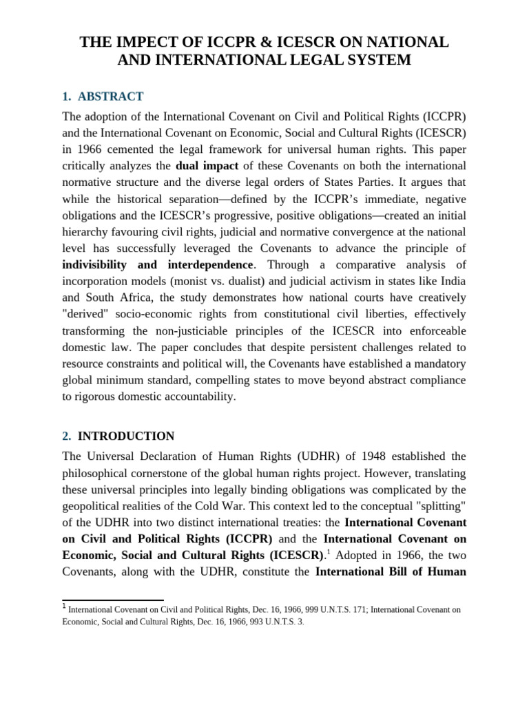 Impact of ICCPR & ICESCR on Law | PDF | Human Rights | International Law