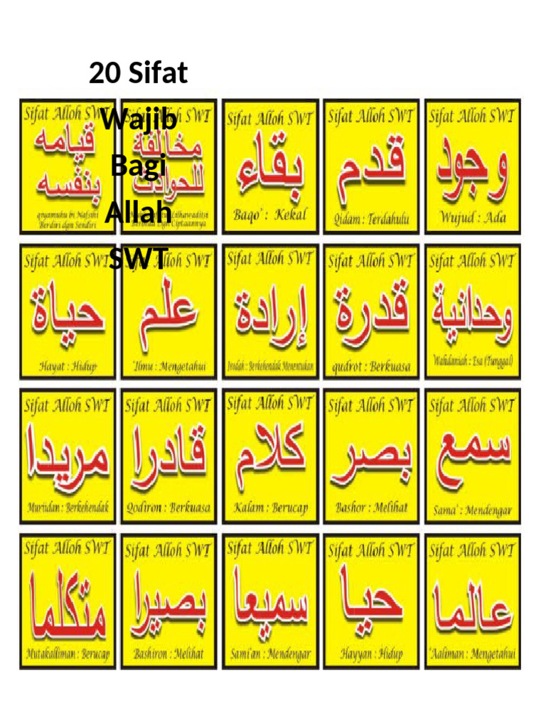 20 Sifat Wajib Bagi Allah SWT | PDF