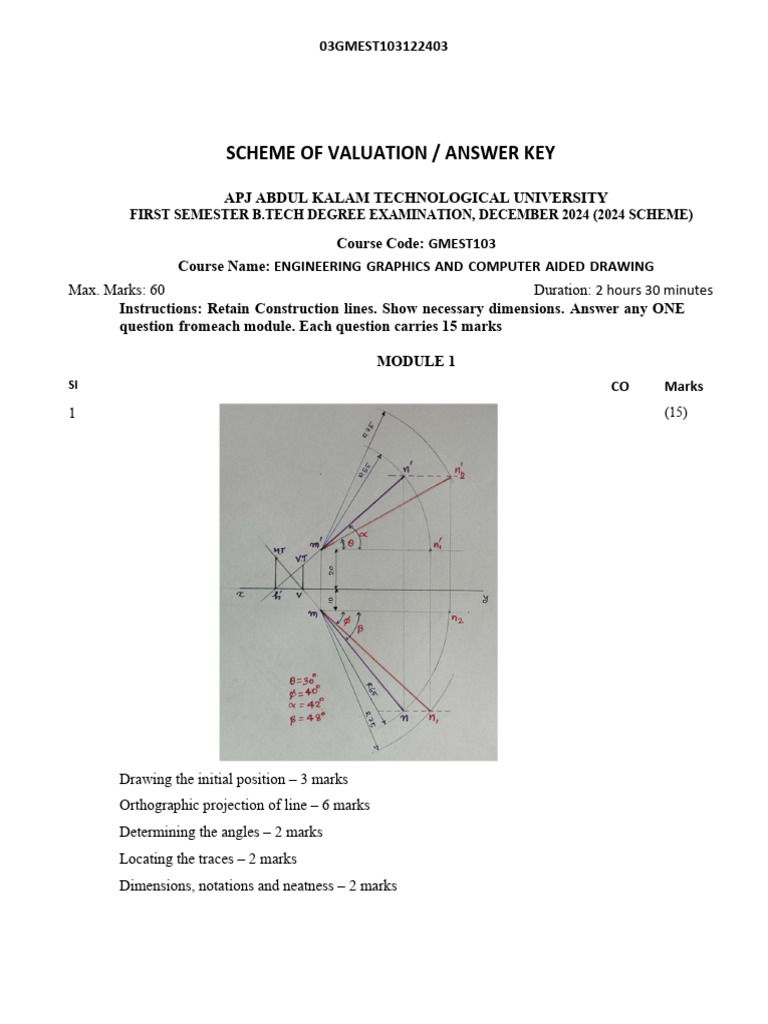 Engineering Graphics Exam Answer Key | PDF | Classical Geometry ...