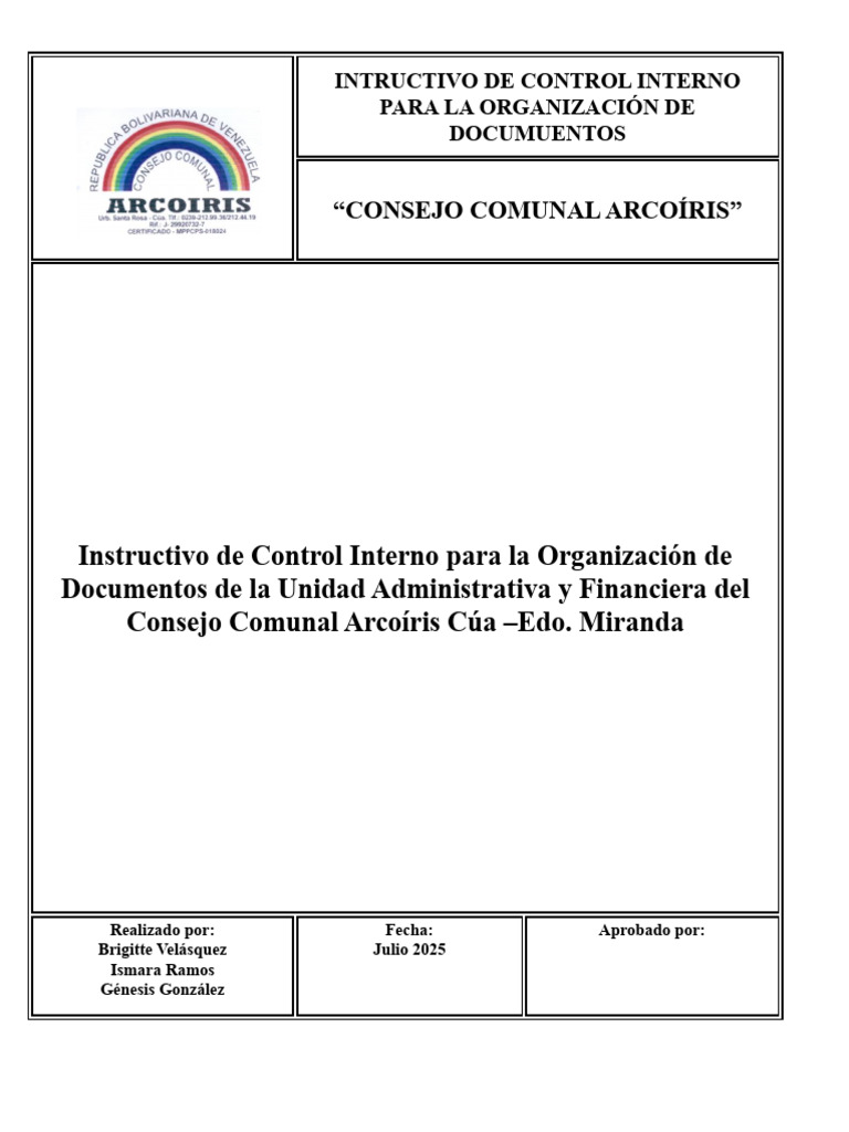 Control Interno de Documentos en Consejo Comunal | PDF | Contabilidad ...