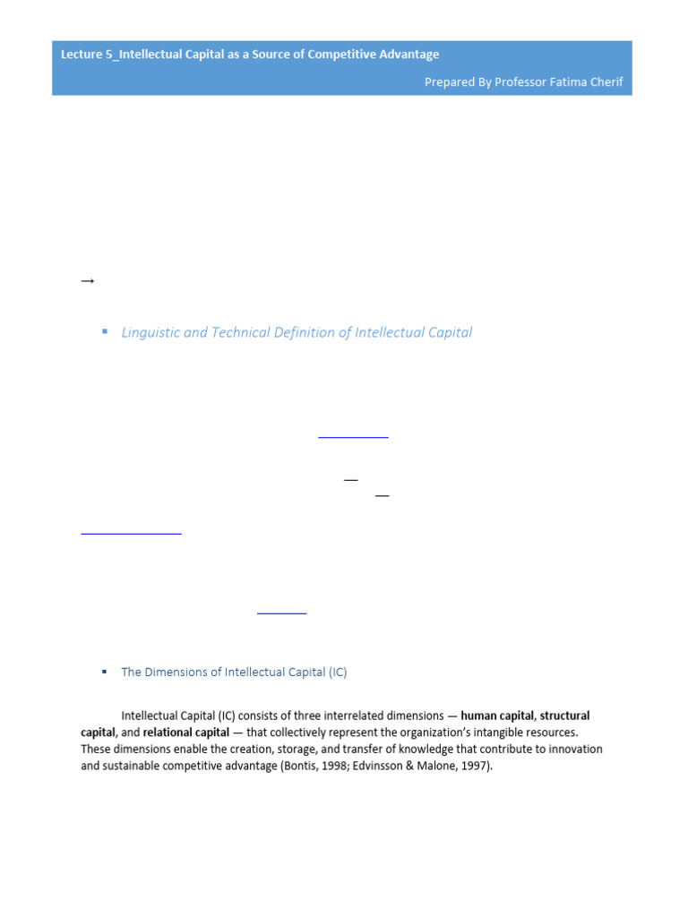 Intellectual Capital for Competitive Advantage | PDF | Competitive ...