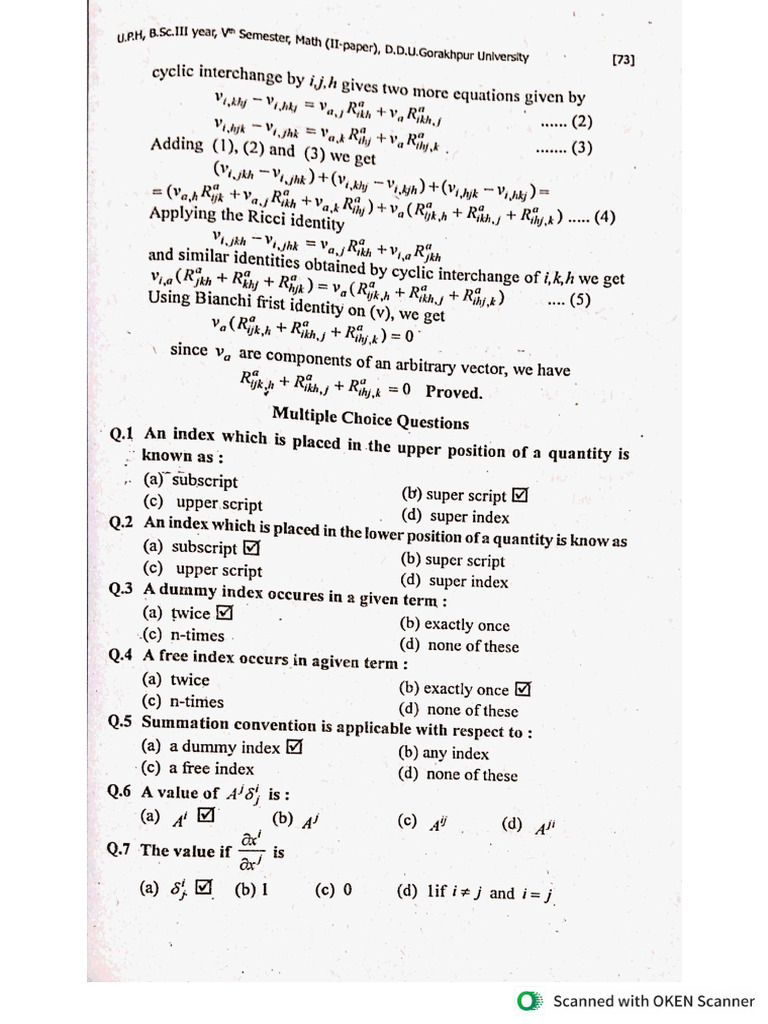 UPH of Differential Geometry & Tensor Analysis | PDF