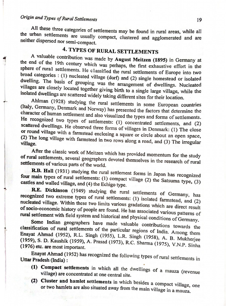 Types of Rural Settlement | PDF