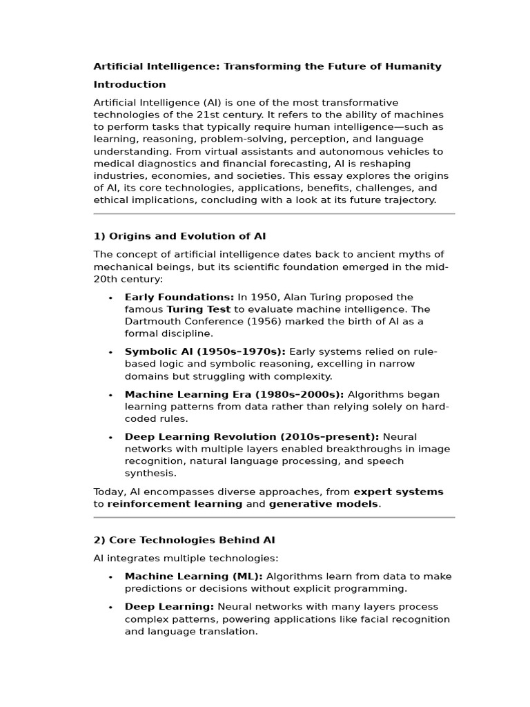 AI's Impact on Humanity's Future | PDF | Artificial Intelligence ...