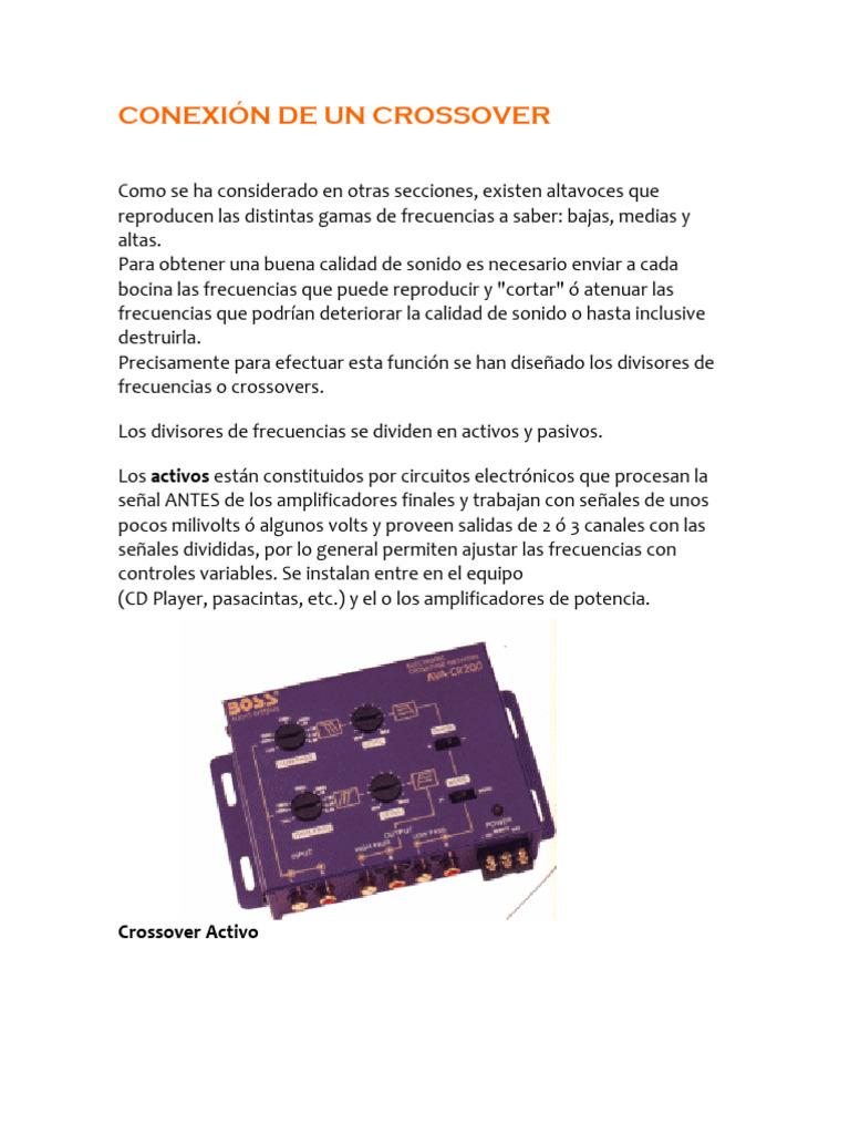 Guía de Instalación de Crossovers | PDF | Tecnología de producción ...