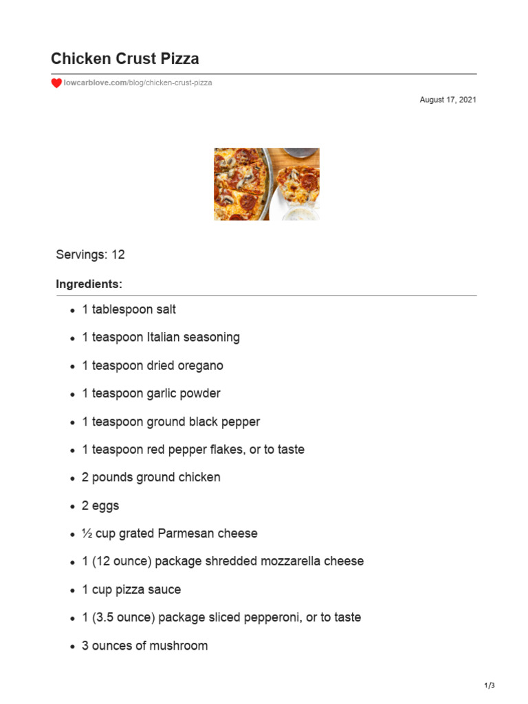 Lowcarblove.com Chicken+Crust+Pizza | PDF
