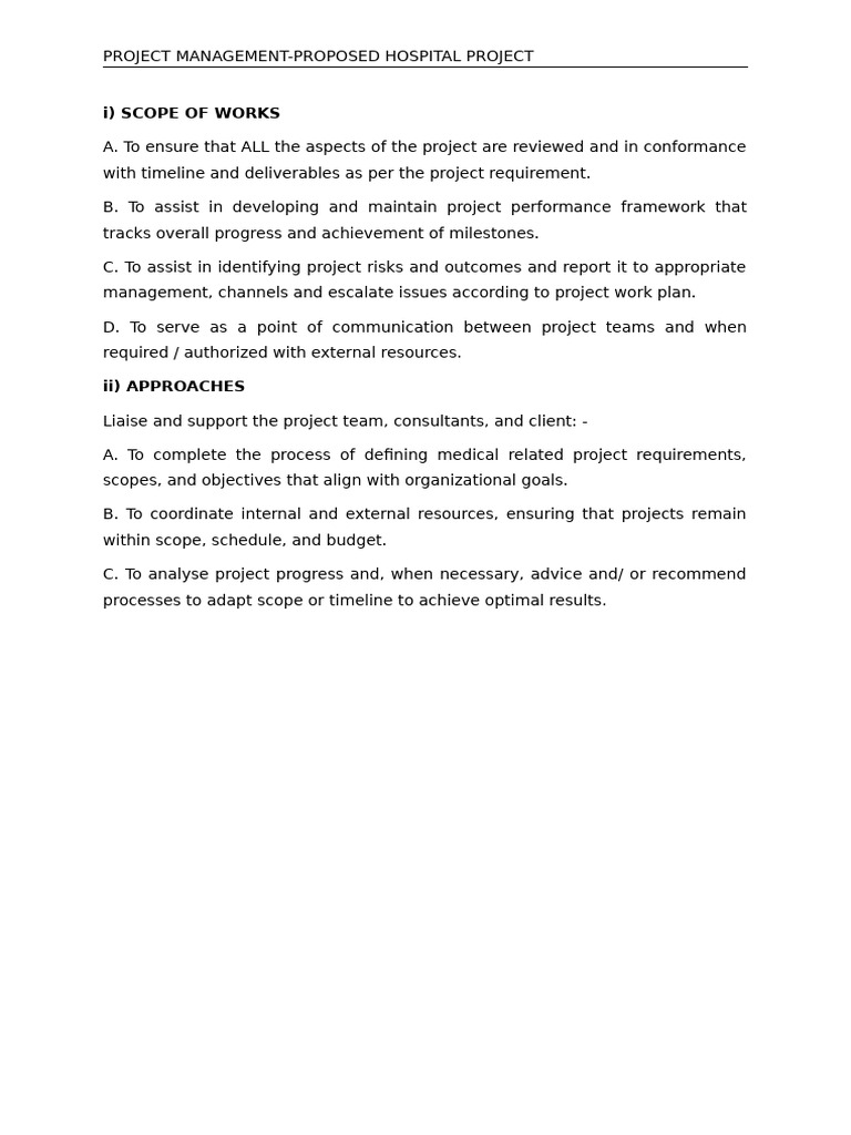 Hospital Project Management Overview | PDF