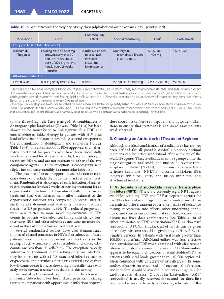 Antiretroviral Therapy Agents Overview | PDF | Management Of Hiv/Aids ...