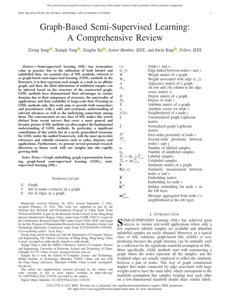 Song et al. - 2022 - Graph-Based Semi-Supervised Learning A ...