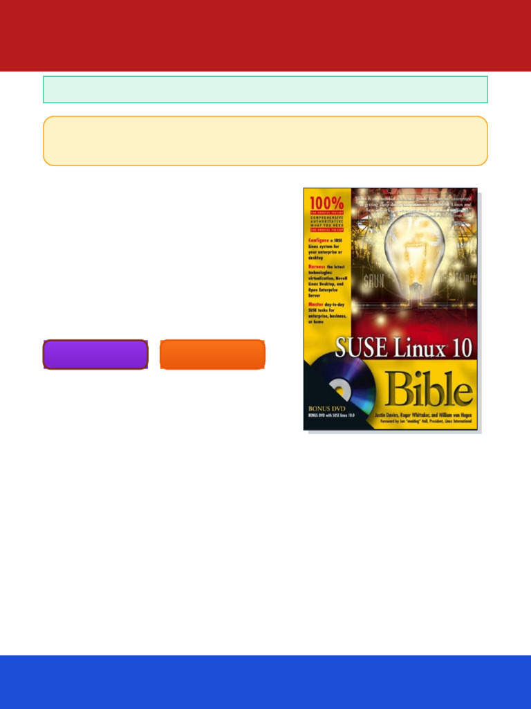 SUSE Linux 10 Bible Justin Davies ebook 2025 full release | PDF | Linux