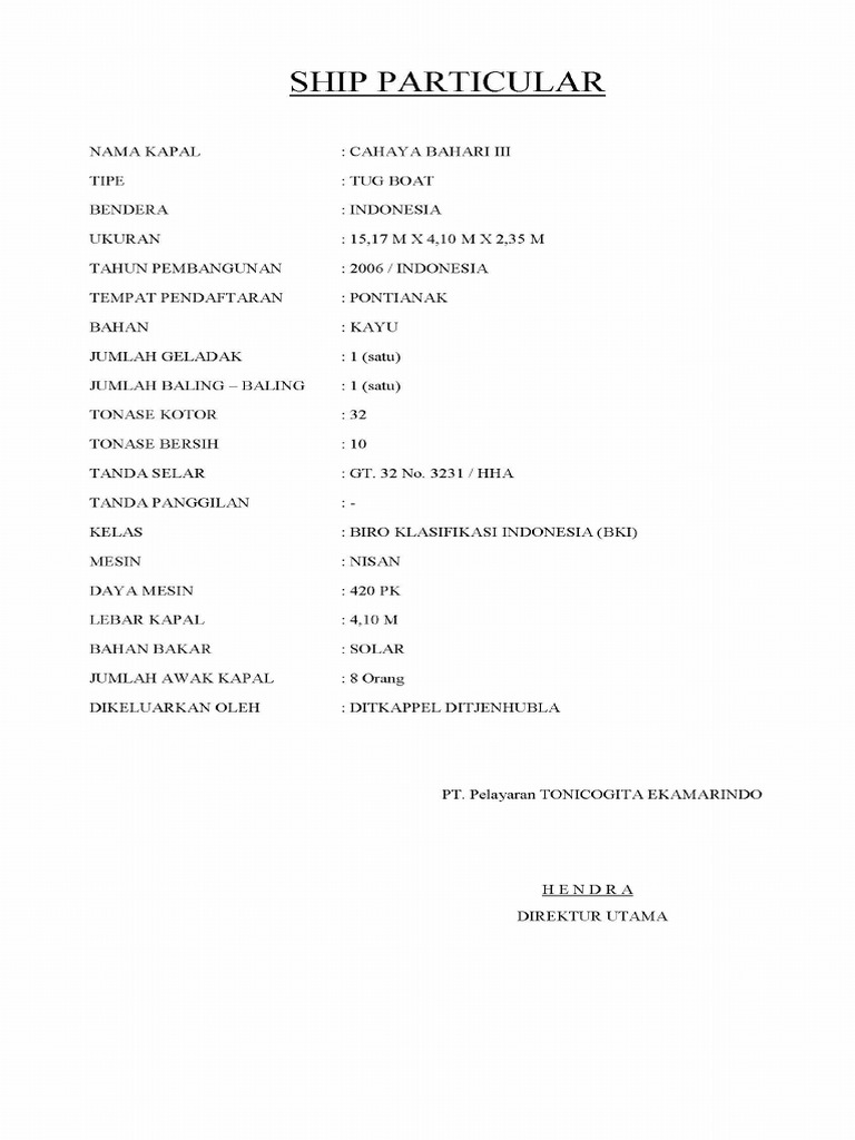 Ship Particular Cb. 3 | PDF