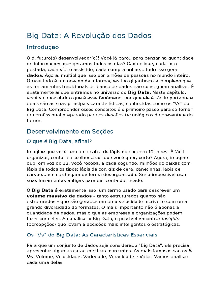 Entenda o Big Data e Seus 5 Vs | PDF | Big Data | Dados