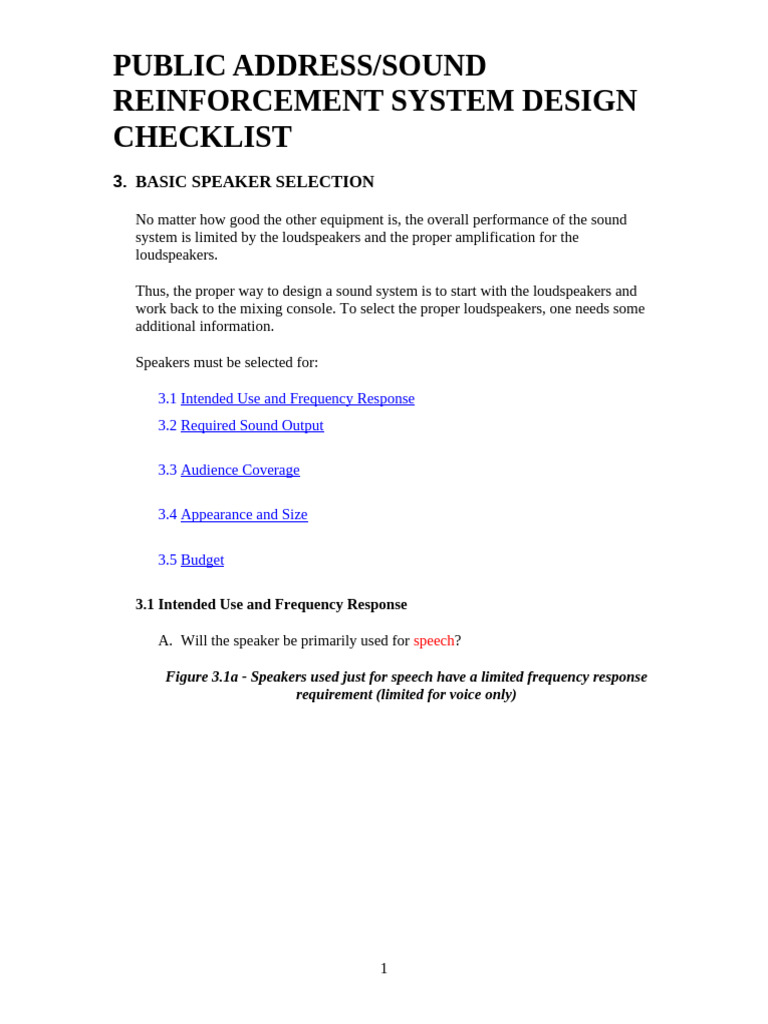 Speaker Selection for Sound Systems | PDF | Loudspeaker | Recording