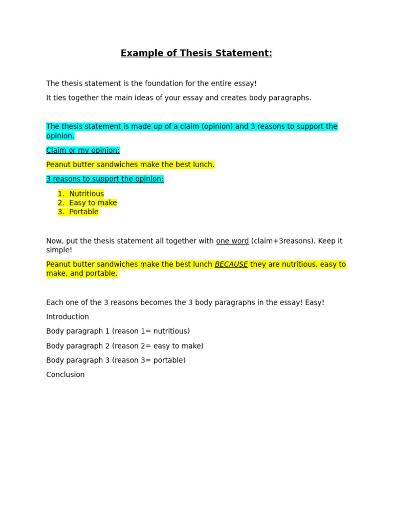 Example of Thesis Statement | PDF