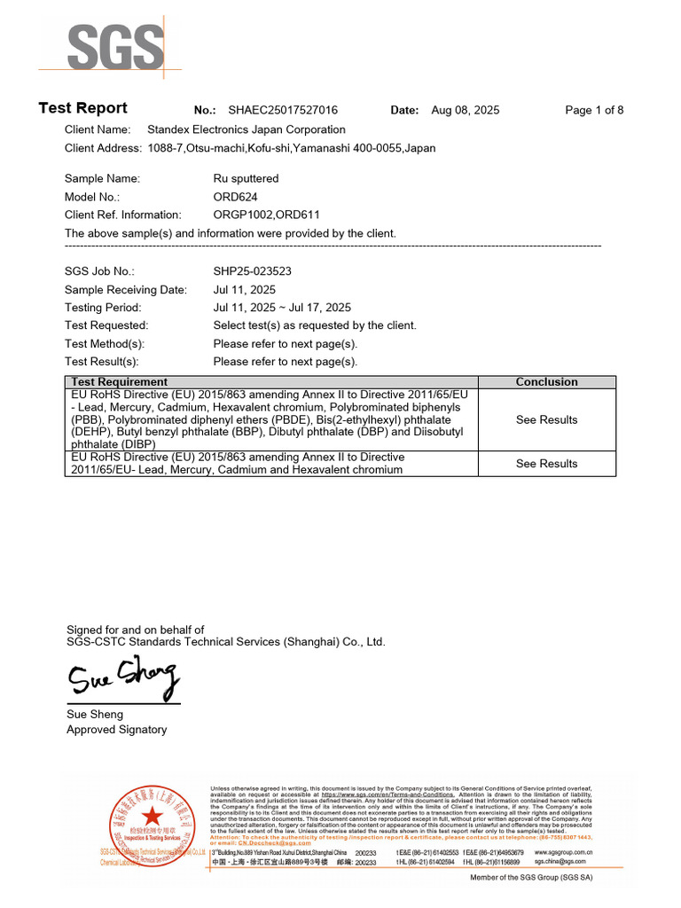 EU RoHS Compliance Test Report | PDF | Chemistry | Pollution