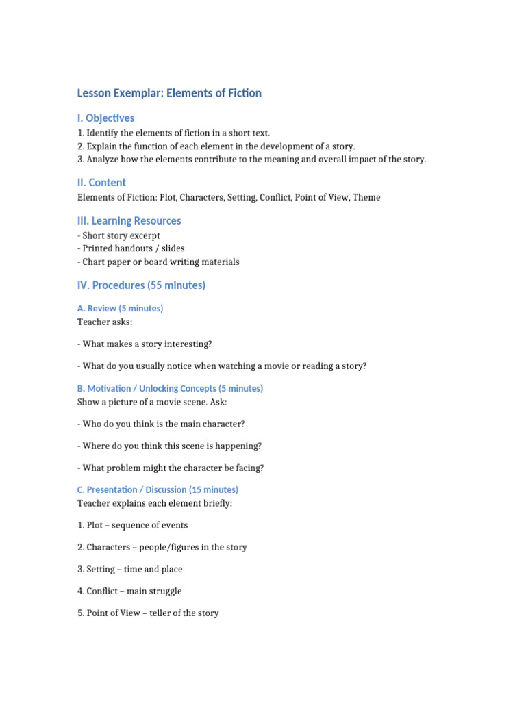 Understanding Fiction Elements in Stories | PDF