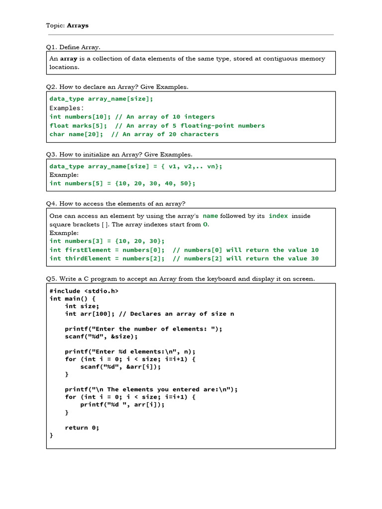 Understanding Arrays in C Programming | PDF