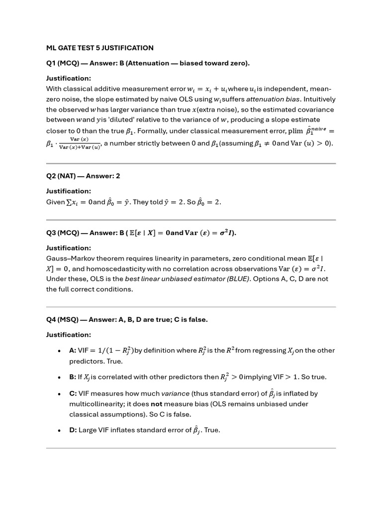 Ml Gate Test 4 Justification | PDF | Ordinary Least Squares ...