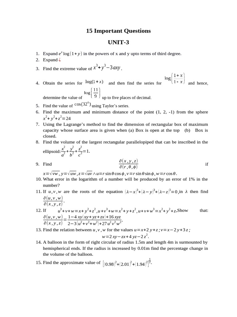 Unit 3 Important Questions | PDF