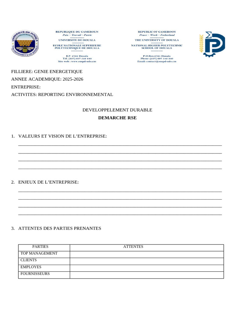 Reporting Environnemental et RSE 2025-2026 | PDF