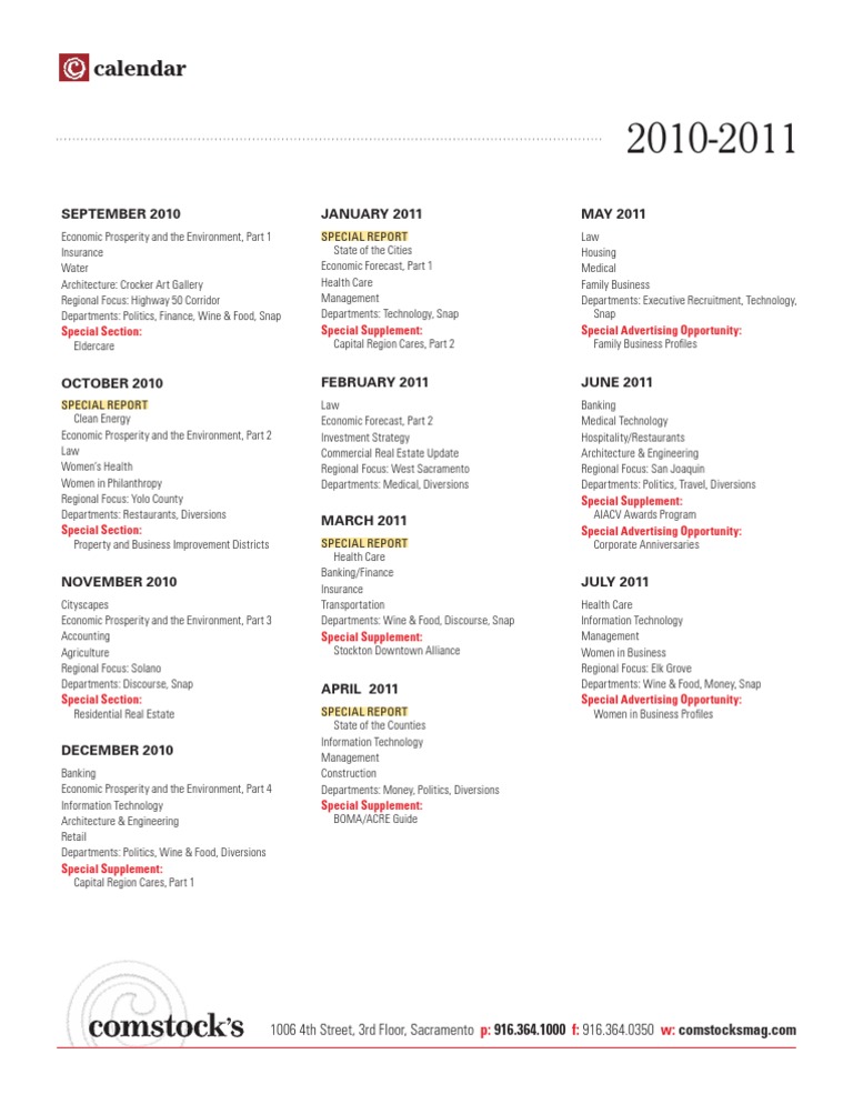 Comstock's Editorial Calendar | PDF | Politics | Social Science