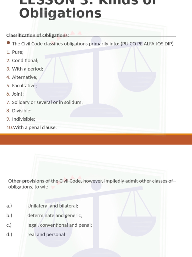 Types and Classifications of Obligations | PDF | Guarantee | Bankruptcy