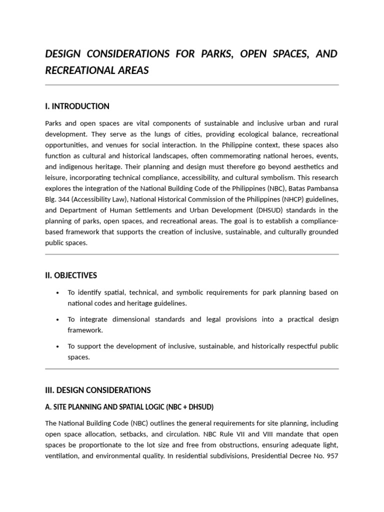 Design Guidelines for Parks and Open Spaces | PDF | Infrastructure