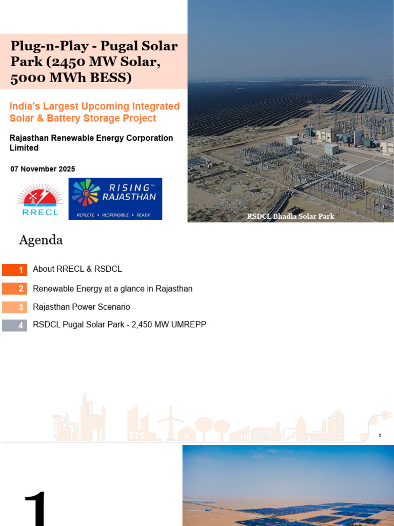 Rajasthan's 2450 MW Pugal Solar Park Project | PDF | Solar Power ...