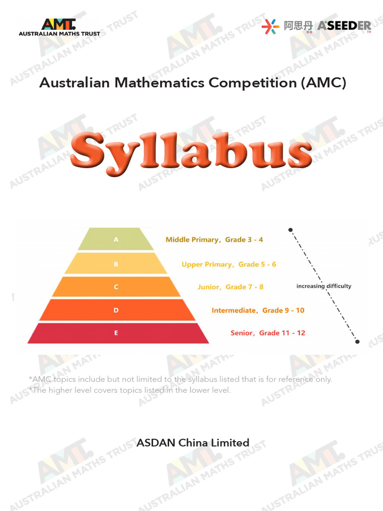 Australian Mathematics Competition Syllabus | PDF