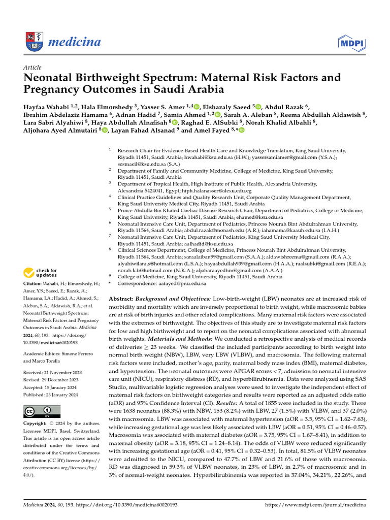 Maternal Factors Affecting Neonatal Birthweight | PDF | Low Birth ...