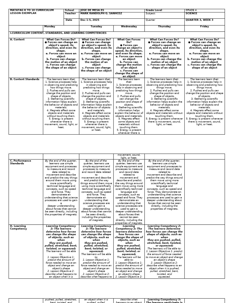 Grade 4 Science: Understanding Forces | PDF | Force | Science