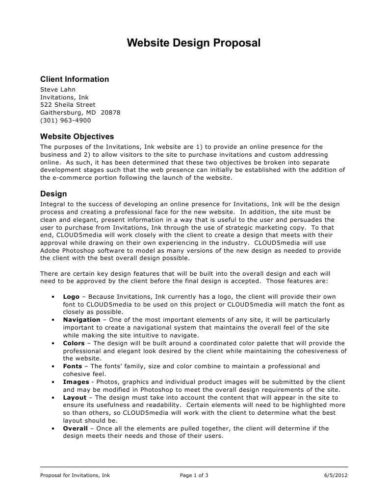 Website Design Proposal: Client Information | PDF | Business