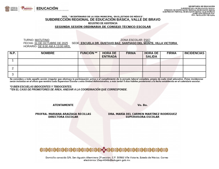 Octubre - 25-26..lista-De Consejo Tecnico Esc. Sep | PDF | México