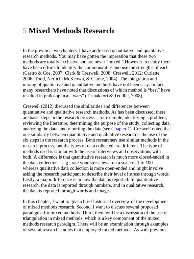 Buku Houser - Chapter 5 MixMethod | PDF | Qualitative Research ...