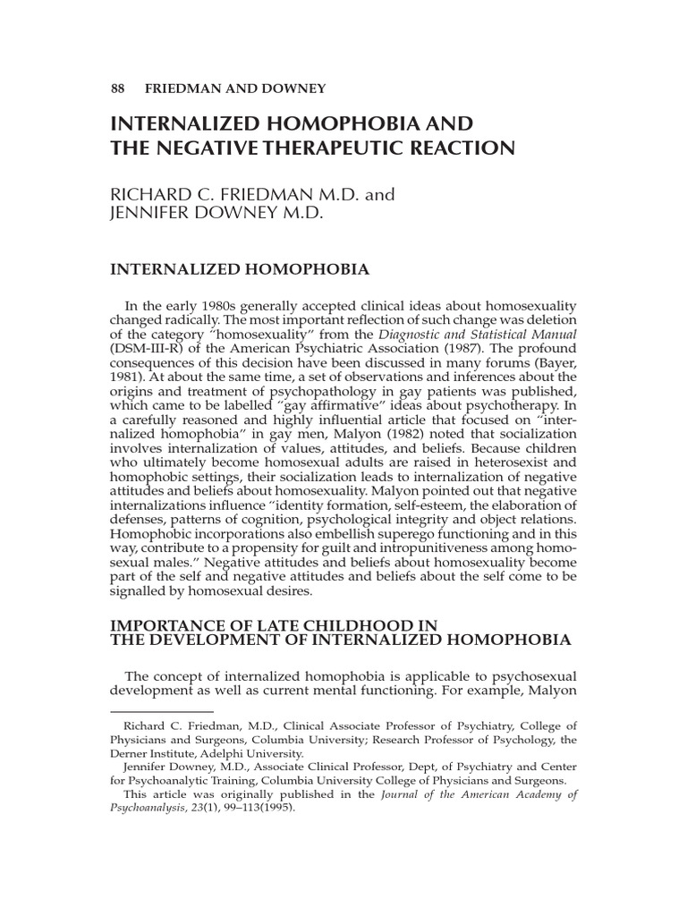 Internalized Homophobia in Psychotherapy | PDF | Psychotherapy ...