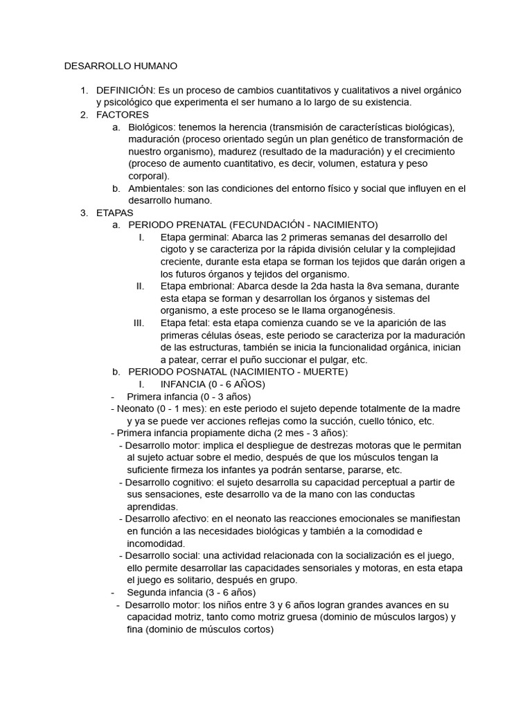 Etapas y factores del desarrollo humano | PDF | Adultos | Conceptos ...