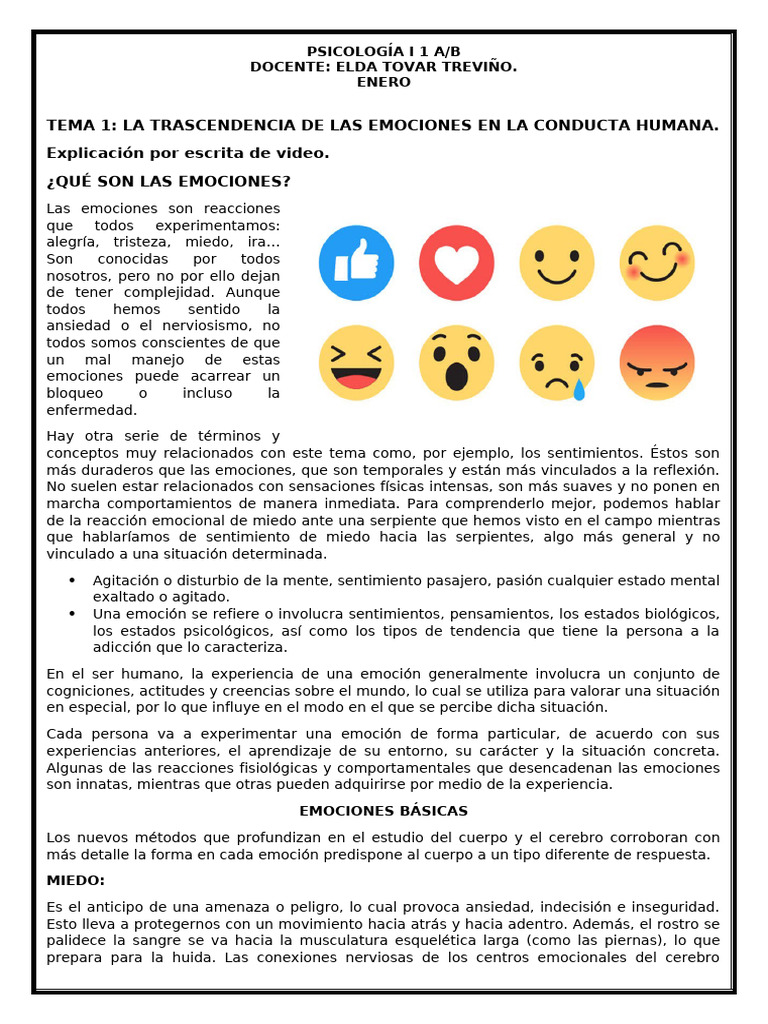 Emociones y su Impacto en la Conducta | PDF | Las emociones ...